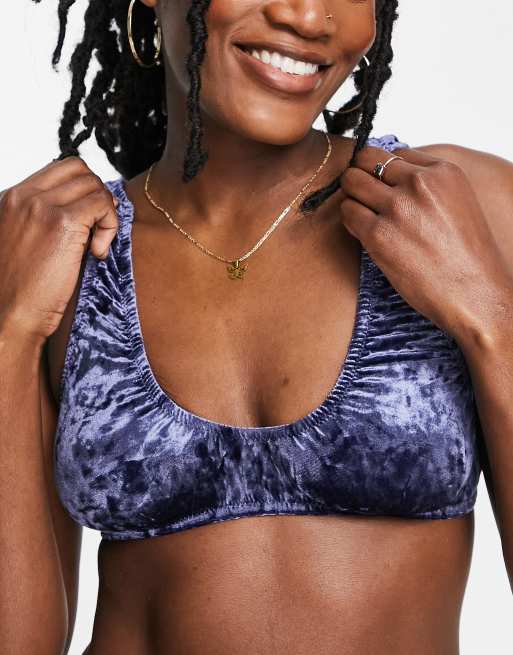 Weekday tora velvet soft bra in navy - NAVY, 4 of 4