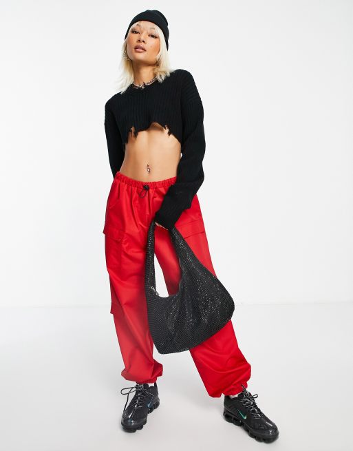 Weekday Torn co-ord bolero cropped knit jumper in black - BLACK