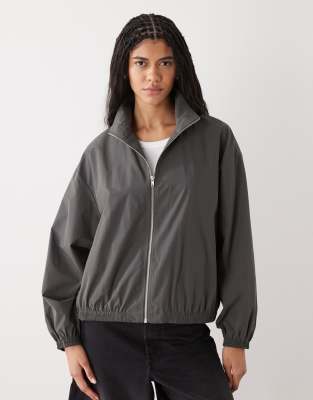 Weekday Track Jacket With Funnel Collar In Gray