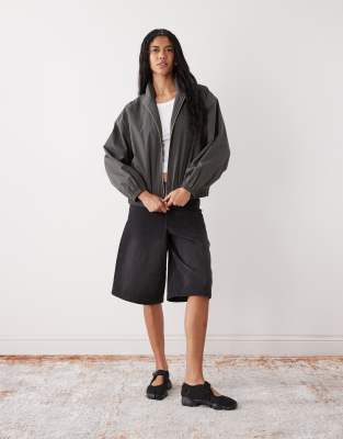 Weekday Track Jacket With Funnel Collar In Gray