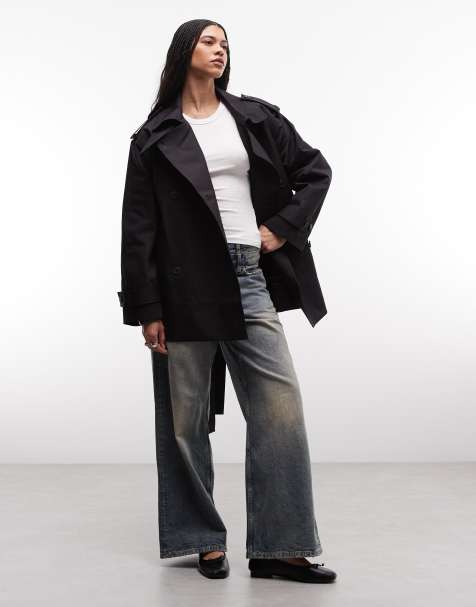 Weekday - Trench corto oversize nero con colletto a imbuto - view 1