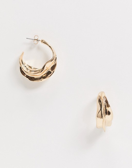 Weekday Trine sculptural hoop earrings in gold