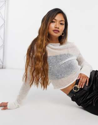 white high neck knitted jumper