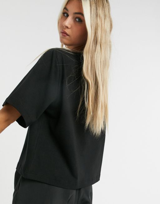 Weekday Trish cotton modern boxy t-shirt in black - BLACK | ASOS