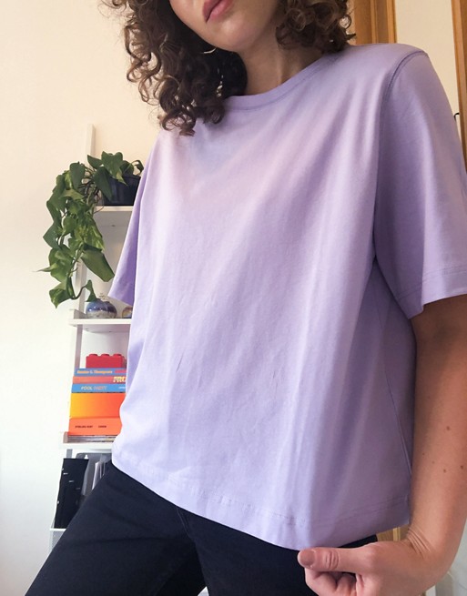 Weekday Trish organic cotton boxy t-shirt in purple