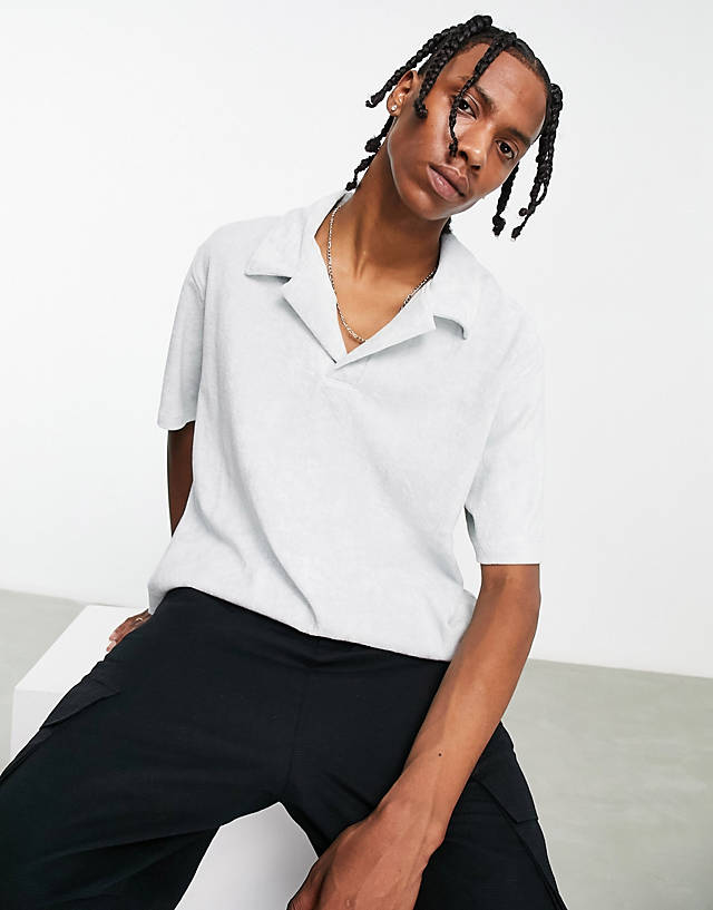 Weekday - troy polo shirt in light grey