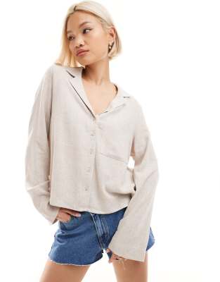 Weekday - Trust - Bluse aus Leinenmix in Wollweiß