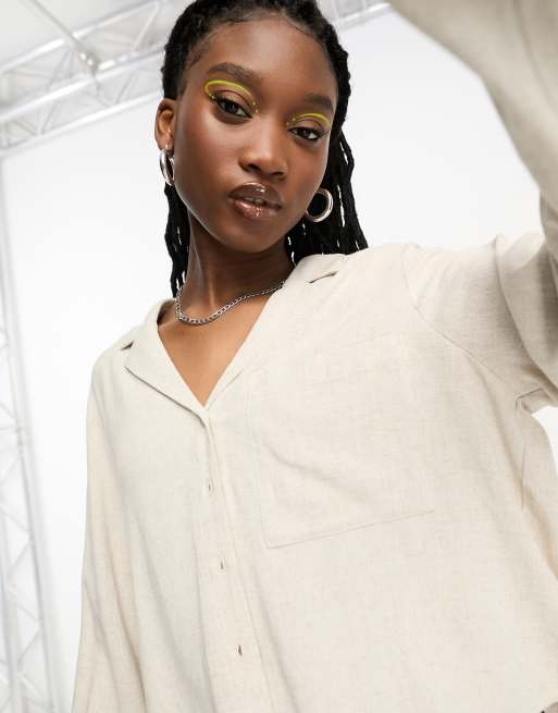 Weekday - Trust - Chemise en lin mélangé - Blanc cassé