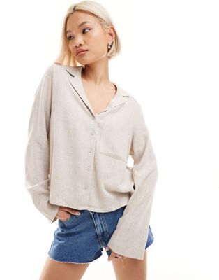 Weekday Trust Linen Mix Blouse In Off-white