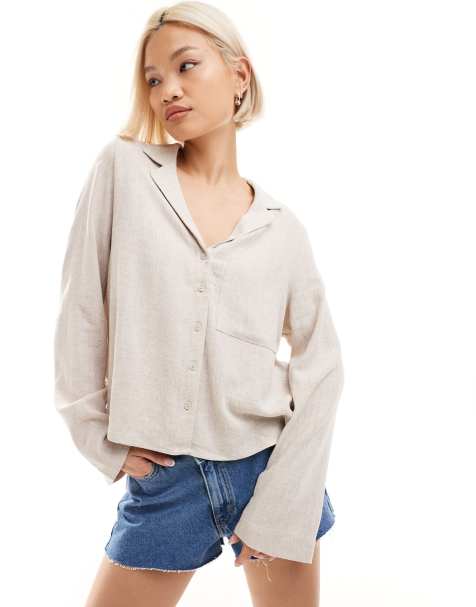Weekday – Trust – Naturvit blus i linnemix - view 1