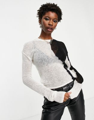 Weekday Tuck recycled ink print knitted top-Multi