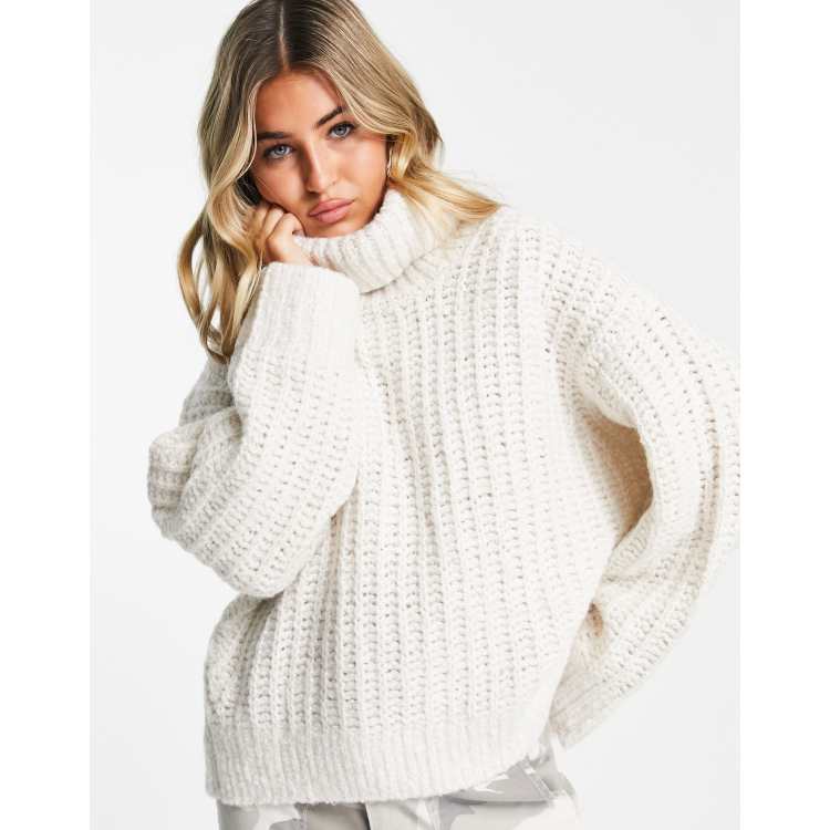 White chunky turtleneck clearance sweater