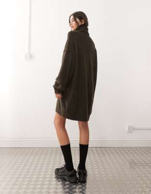 dark brown turtleneck dress NWT! Women's Long Sleeve Bodycon Sweater Turtleneck Dress, Dark Brown 1x