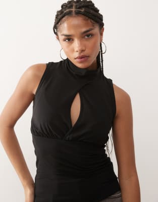 Weekday Turtle Neck Top With Cut Out Detail In Black