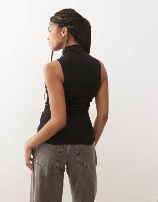 Weekday Turtle Neck Top With Cut Out Detail In Black