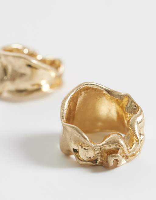 Weekday twist detail ring 2-pack in worn gold, 2 of 3
