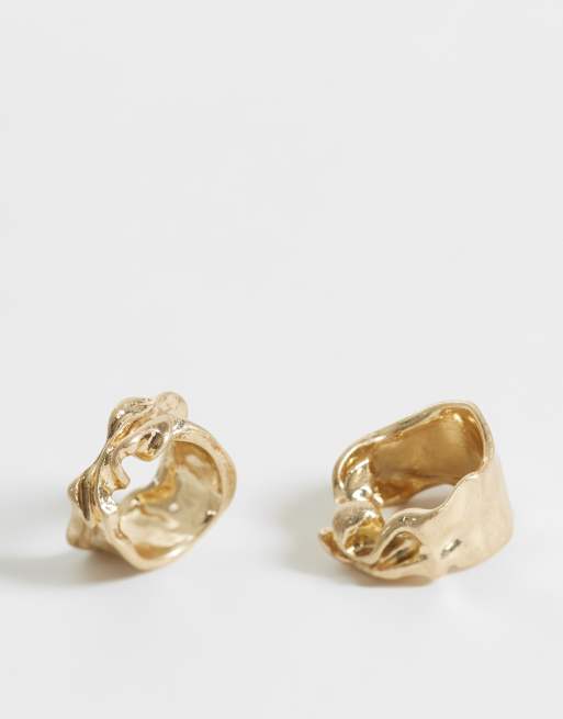 Weekday twist detail ring 2-pack in worn gold, 3 of 3