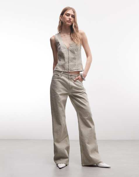 Weekday two-way zip top in dirty beige - part of a set - view 1