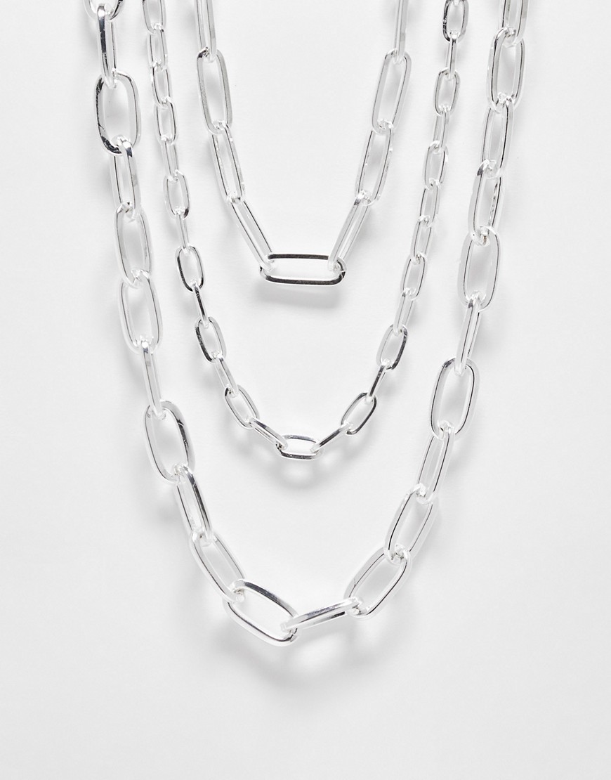 Weekday Tyra Chain Necklace Set In Silver