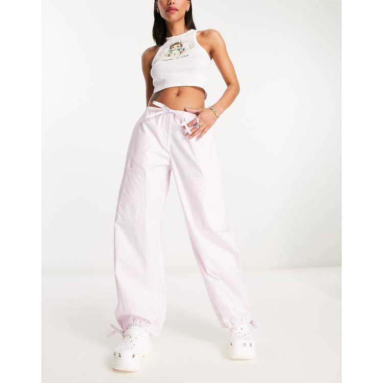 Basic Pleasure Mode oversized cargo pants with drawstring waist in ecru