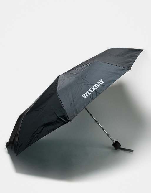 Weekday umbrella in black with logo print, 4 of 4