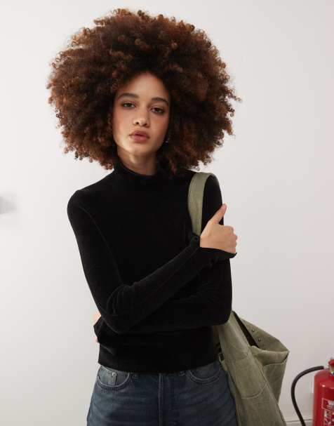 Weekday Una chenille turtleneck in black - view 1