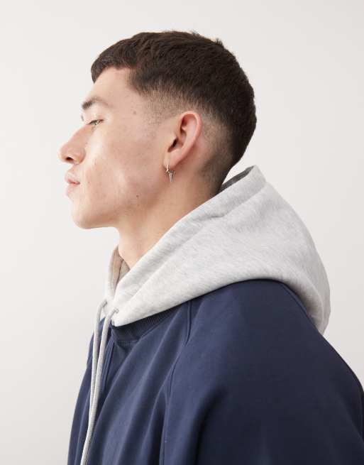 Weekday - Uni - Oversized marineblå hættetrøje med raglandetaljer og hætte i kontrastfarve, 3 af 4
