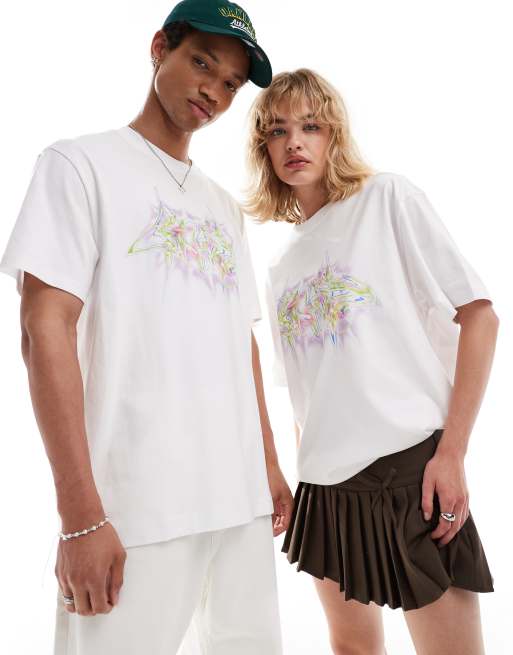 Weekday - Uniseks oversized T-shirt met Dreamland-print in wit