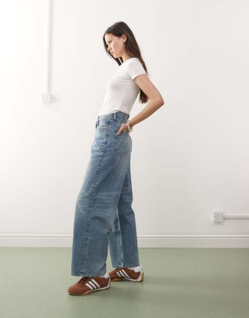 パンツ Wide Loose Jeans _Deep Blue Women's Wide Leg Jeans,Casual Trendy Stretch Straight Leg