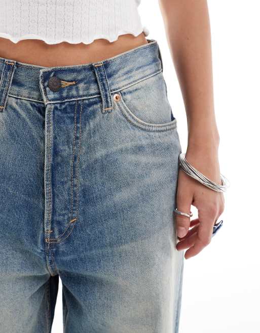 Weekday Unisex – Astro – Blå, lediga jeans med vida ben och strimmig tvätt, 2 av 5