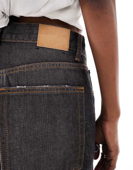 Weekday Unisex Astro loose fit wide leg jeans in ash black, 4 of 5