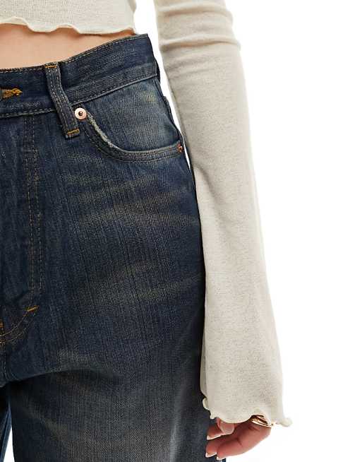 Weekday Unisex Astro loose fit wide leg jeans in Marsh blue Weekday Unisex Astro loose fit wide leg jeans in Marsh blue