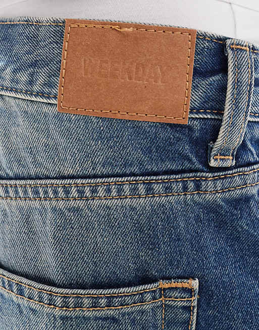 Weekday Unisex Astro loose fit wide leg jeans in streaky Weekday Unisex Astro loose fit wide leg jeans in streaky