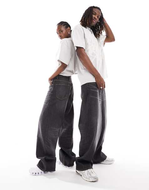 Weekday - Unisex - Astro - Løstsiddende jeans med vide ben i sort - view 1