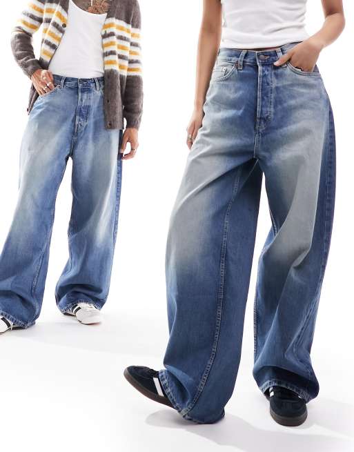Weekday Unisex – Astro – Niebieskie jeansy o luźnym kroju z
