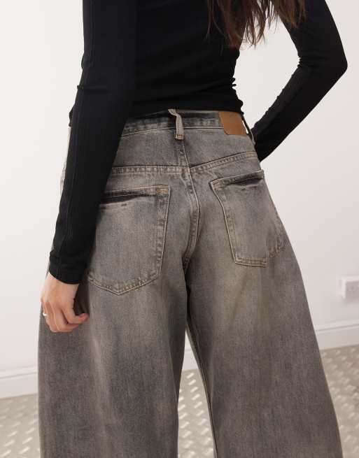 Weekday Unisex barrel wide leg jeans in gray wash