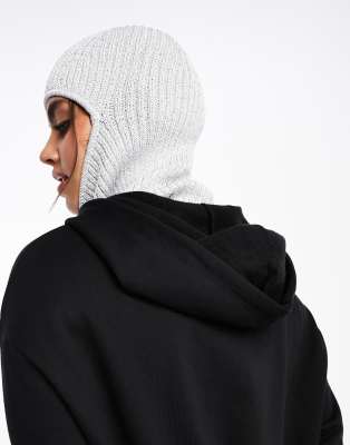 Weekday Unisex Bell shiny knit balaclava in silver