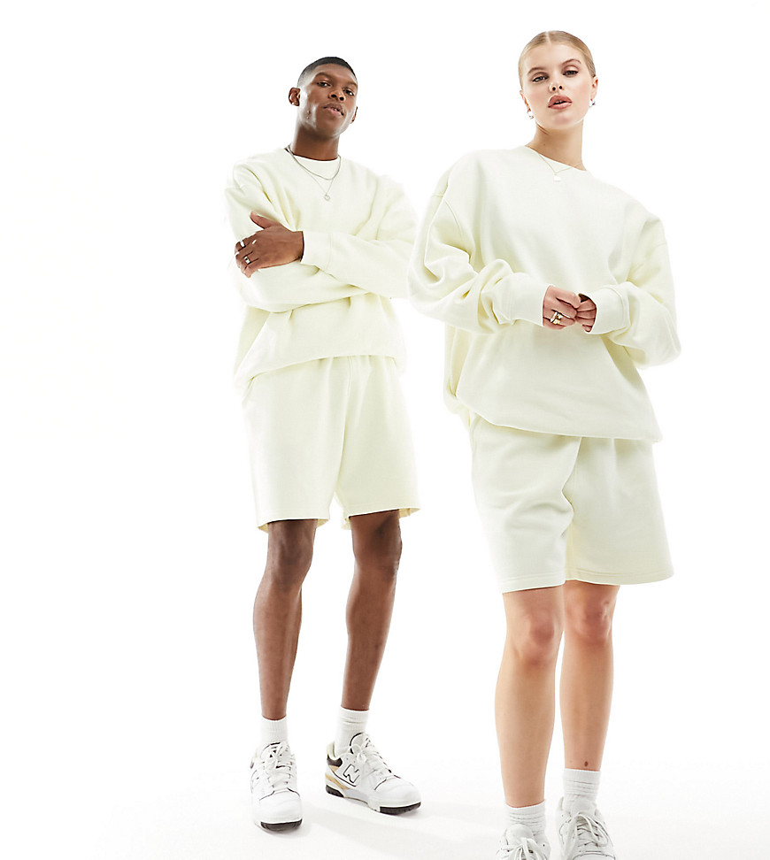Weekday Unisex co-ord jersey shorts in pale yellow exclusive to ASOS