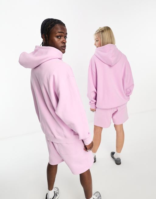 Weekday Unisex co-ord oversized hoodie in pink exclusive to ASOS