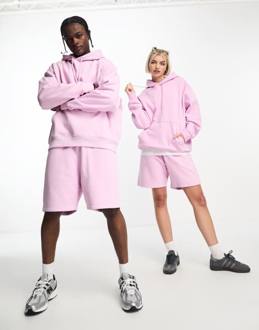 Weekday Unisex co-ord oversized hoodie in pink exclusive to ASOS