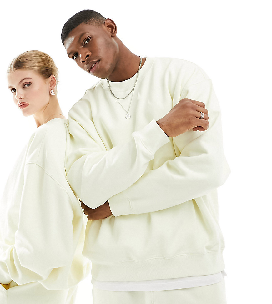 Weekday Unisex co-ord oversized sweatshirt in pale yellow exclusive to ASOS