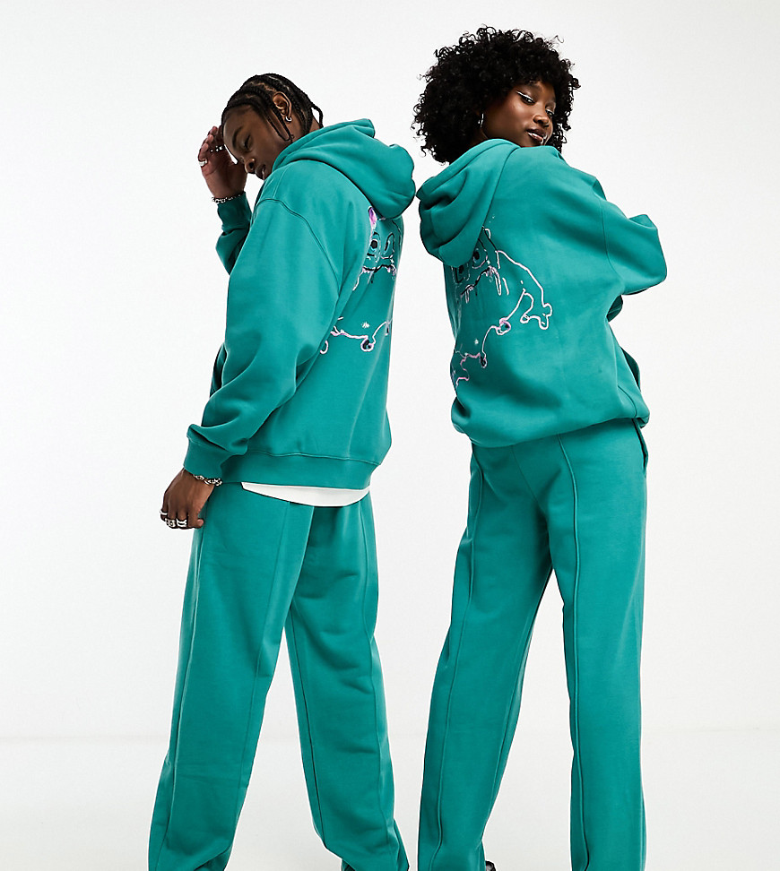 Weekday Unisex co-ord Relaxed Terry joggers in green exclusive to ASOS