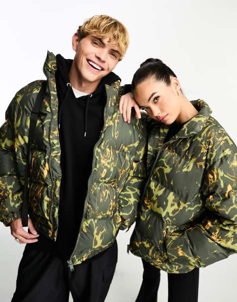 Weekday Unisex Cole puffer jacket in all over print exclusive to ASOS