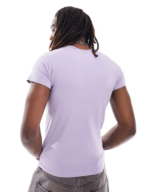 Weekday Unisex Conan close fitted T-shirt in lilac - Exclusive to ASOS, 3 of 4
