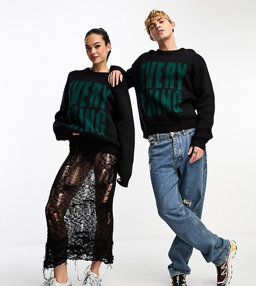 Weekday Unisex Fabian graphic jumper in black exclusive to ASOS