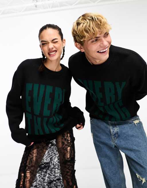 Weekday Unisex Fabian graphic jumper in black exclusive to ASOS ASOS