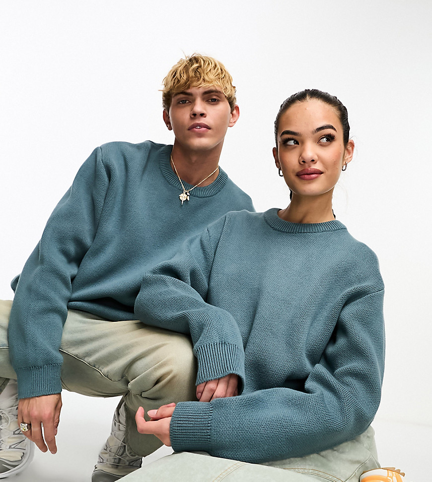 Weekday Unisex Fabian sweater in slate blue exclusive to ASOS
