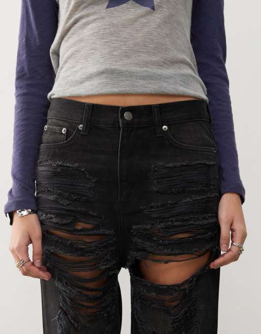 Weekday - Unisex - Galaxy - Vasket sorte jeans med ekstreme flænger, 3 af 5