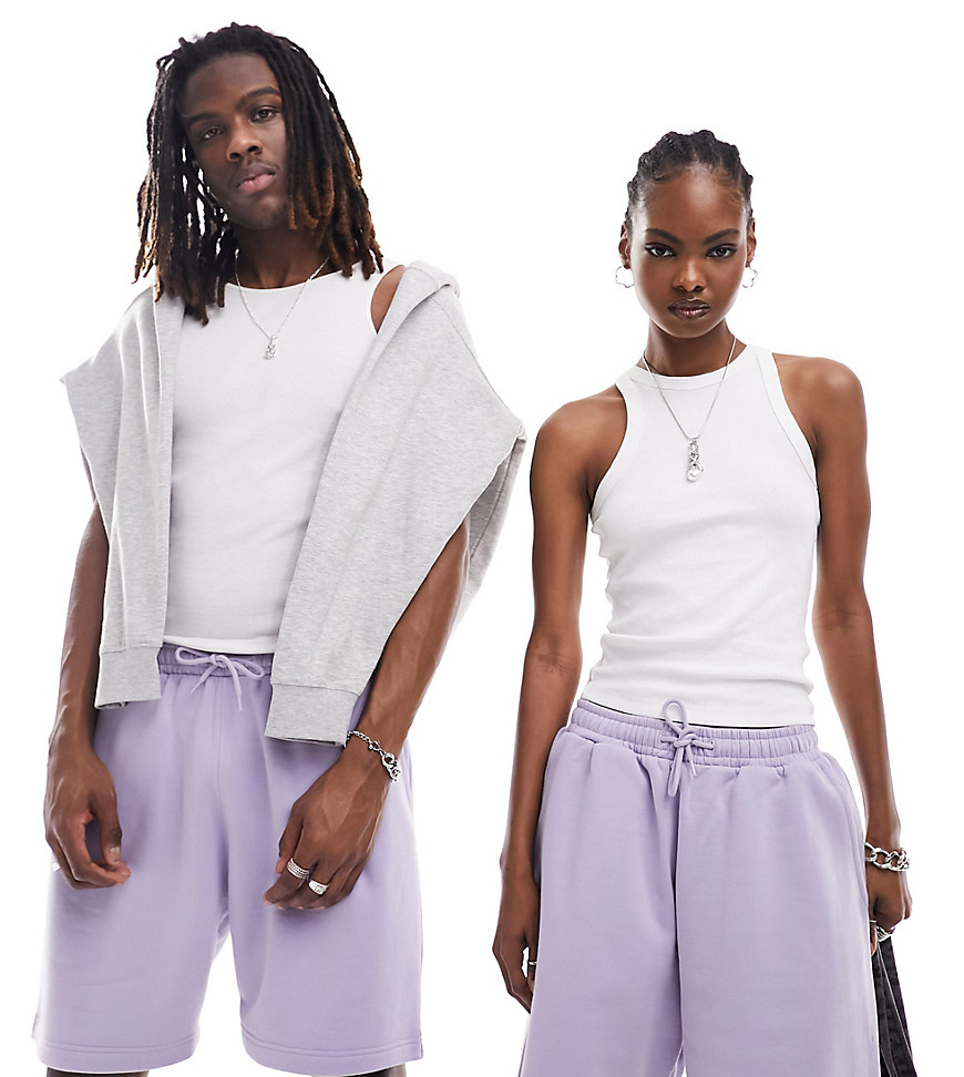 Weekday Unisex Jersey Shorts In Lilac Exclusive To Asos-purple