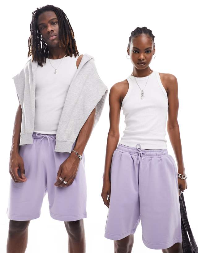 Weekday - unisex jersey shorts in lilac exclusive to asos